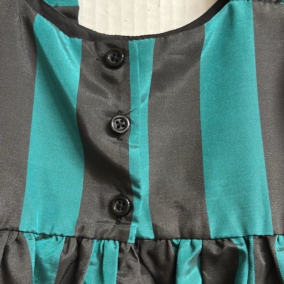 Laura Ashley London Girls Dress Green & Black Stripes Size 3T - Picture 8 of 11